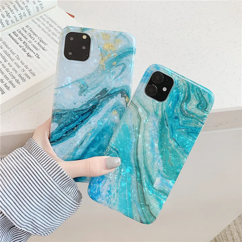 Роскошный чехол для телефона с мраморной текстурой океанских волн для iphone 11 Pro max XR X, чехол для iphone XS Max 6 6S 7 8 plus, модный абстрактный ракушка, мягкий силиконовый чехол