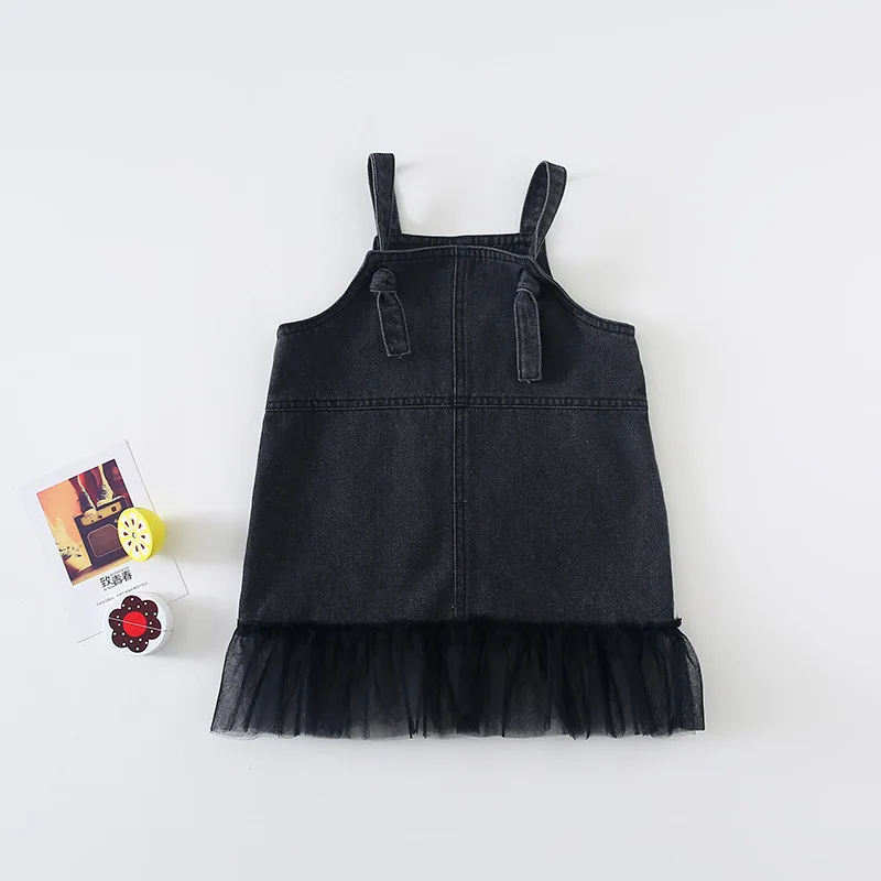 2019 Autumn New Arrival Korean style cotton all-match vest denim dress matching with grenadine for cute sweet fashion baby girls | Детская