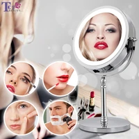 10x magnifying makeup mirror with light led cosmetic mirrors round shape desktop vanity mirror double sided backlit mirrors