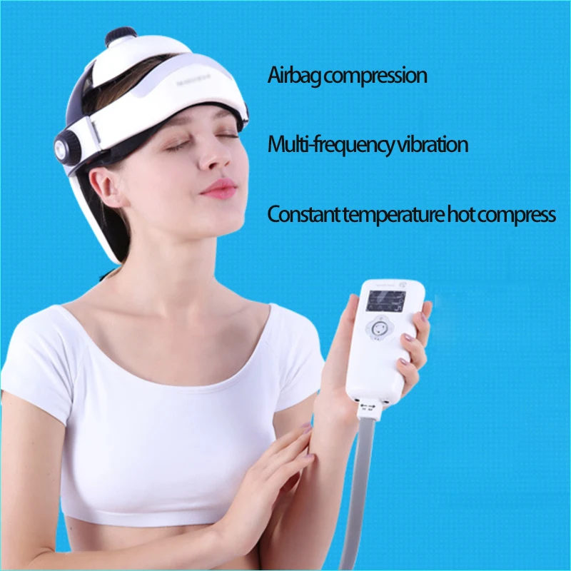 

Electric Head Helmet Air Pressure Vibration Multi-frequency strength and Neck Hot compress Therapy Massager with Music player