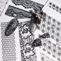1 sheet japanese foil nail art sticker black white lace luxury waterproof self adhesive polish tips uv gel nail sticker wraps