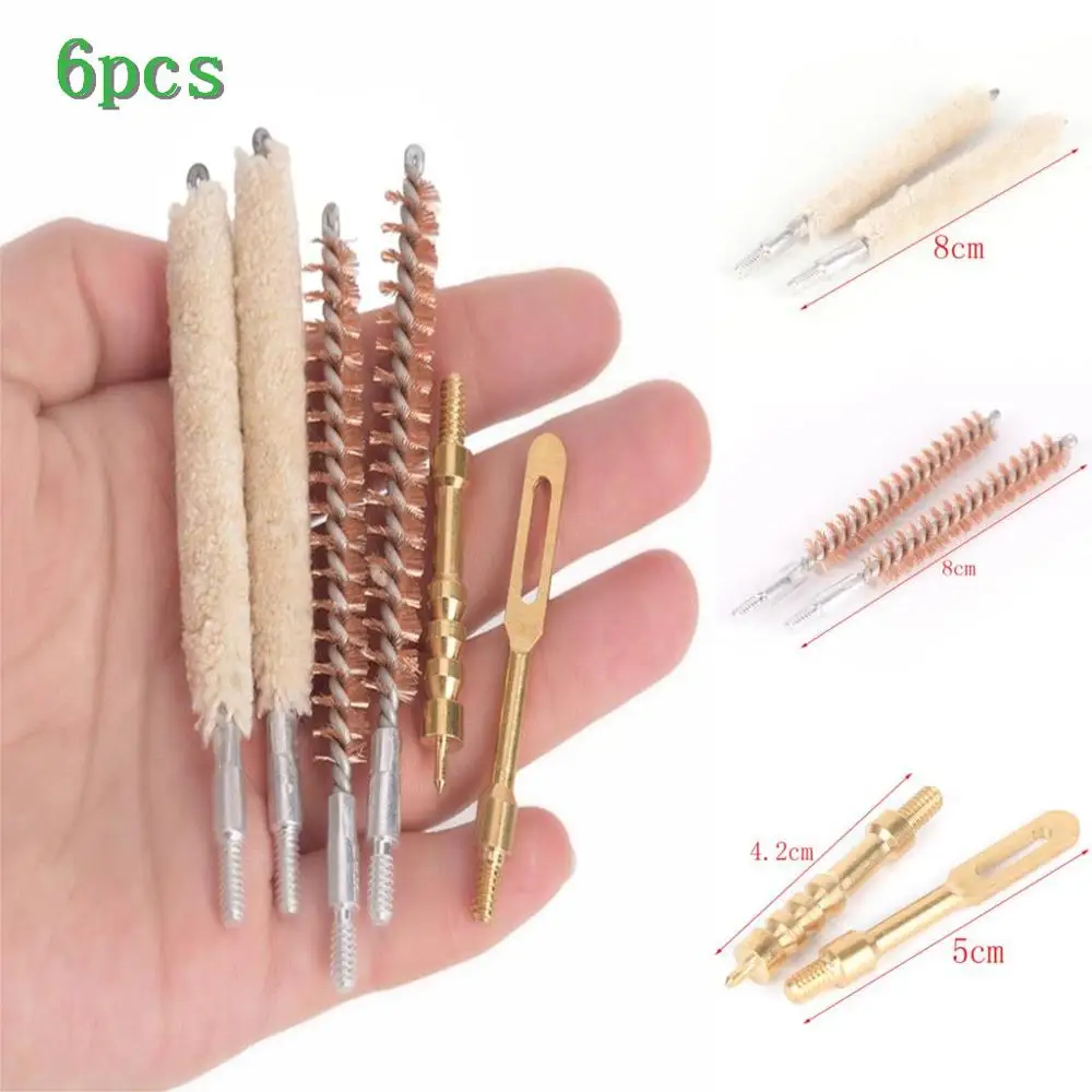 

6pcs/set Gun Barrel Cleaning Rod Brush Head Kit for .22cal/5.56mm .30cal/7.62mm .35cal/9mm Rifle Pistol Gun Cleaning Tool