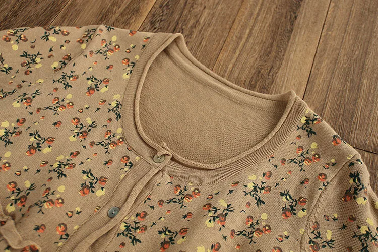 Mori Girl 2019 Women Sweater Floral Autumn Flower Printing Knit Cardigan Long sleeved Fashion Loose Tops YoYiKamomo |