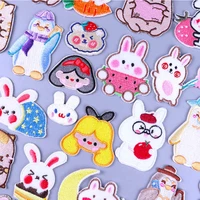 cartoon beautiful girl self adhesive stickers plush embroidered patches for clothing cute animal applique patches on clothes diy