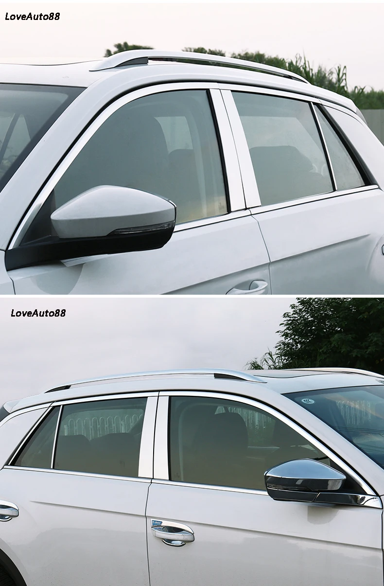 Оконная окантовка со средней колонной из нержавеющей стали для Volkswagen VW T-Roc T ROC декоративные блестки