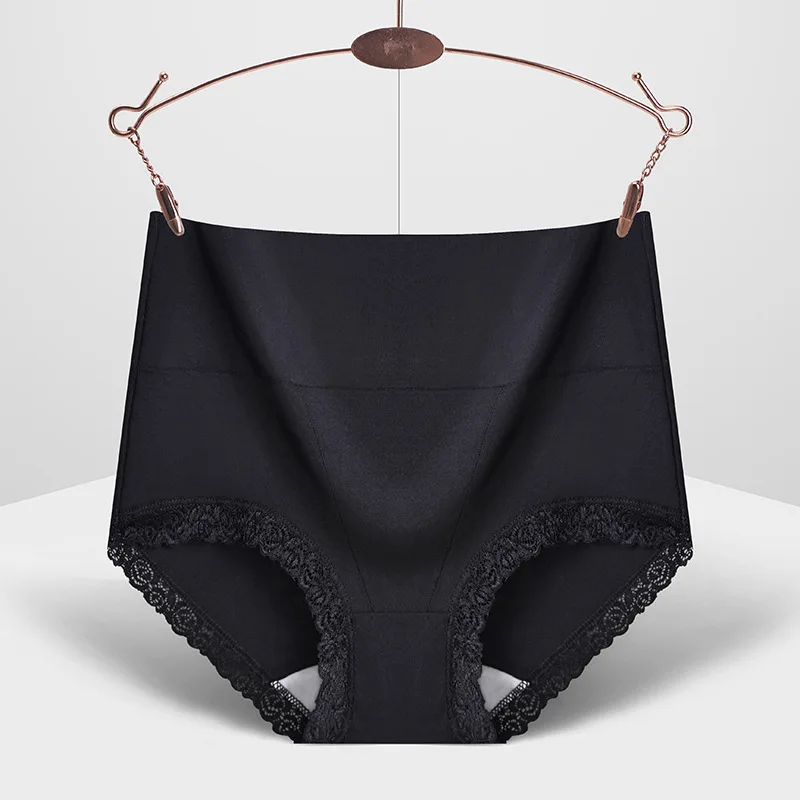 2020 однотонное хлопковое женское нижнее белье брифы с высокой талией и кружевом