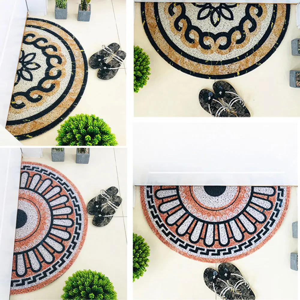 Мраморный узор полукруглый уличный коврик черный Впитывающий Коврик