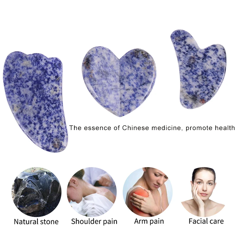 

Acupuncture Scraping Massager Head Face Beauty Natural Sodalite Gua Sha Tool Massage Crystal Lifting Healing Beauty Tools