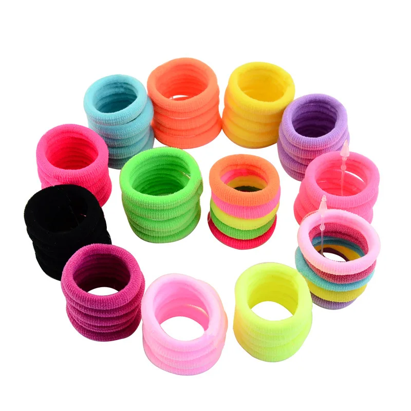 50pcs/lot Diameter 3 CM Baby Girls Solid Color Seamless Link Rope Infant Traceless Elastic Hairband DIY Kids Clothing Decoration