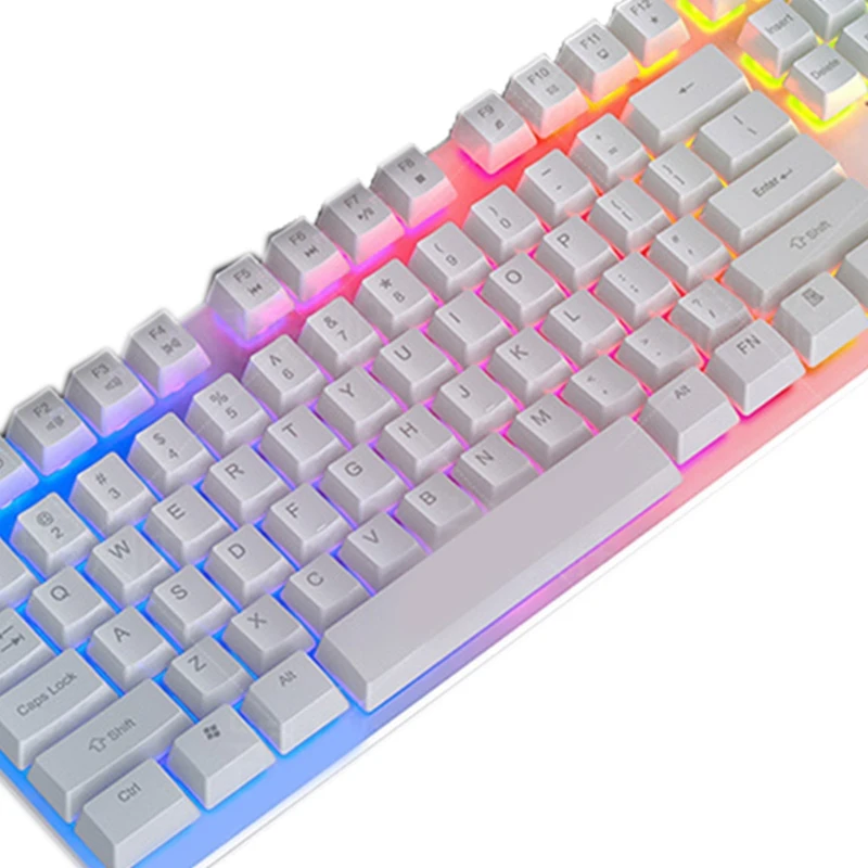 

W3JB Mechanical Gaming Keyboard,USB Wired,Cool Wired V4 Manipulator Feel Gaming Keyboard Black White