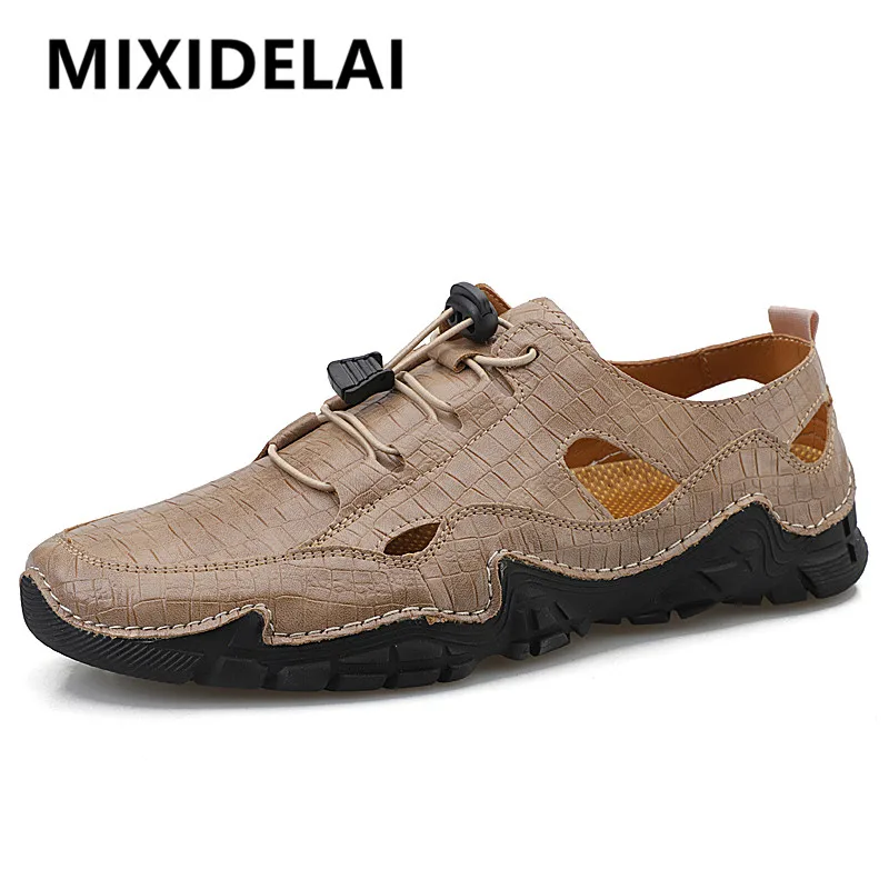 

Summer Men Sandals Leather Men Casual Shoes Outdoor Men's Sandals Classic Men Beach Wading Shoes Breathable Sneakers Size 39-48