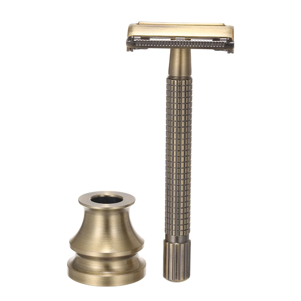 Двухсторонняя Безопасная бритва с длинной ручкой и держателем для бритвы