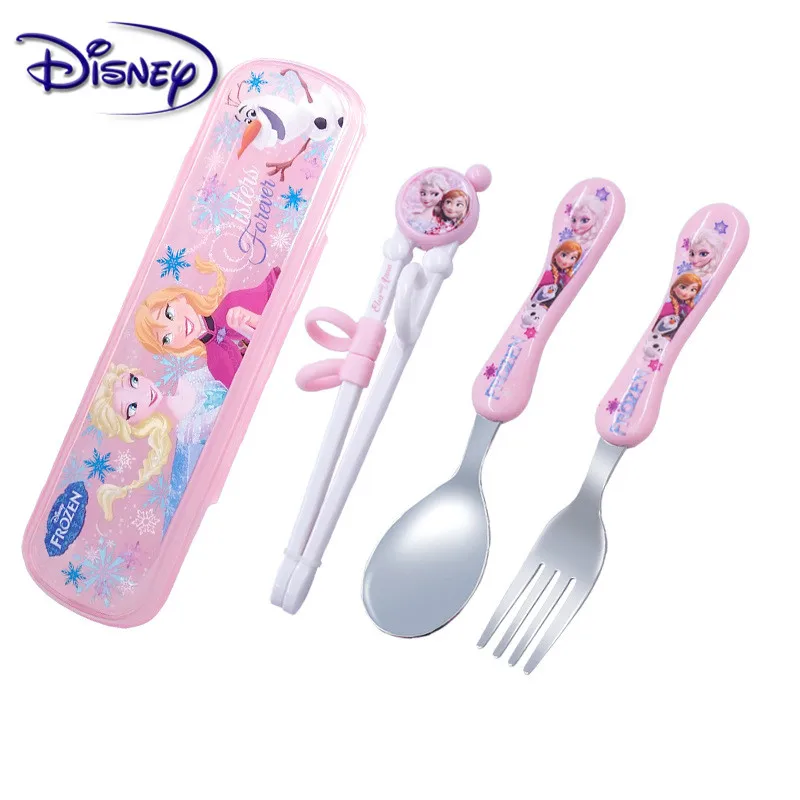 

Disney Mickey Minnie Spoon Chopsticks Set Cartoon children practice chopsticks baby assist cartoon learning chopsticks