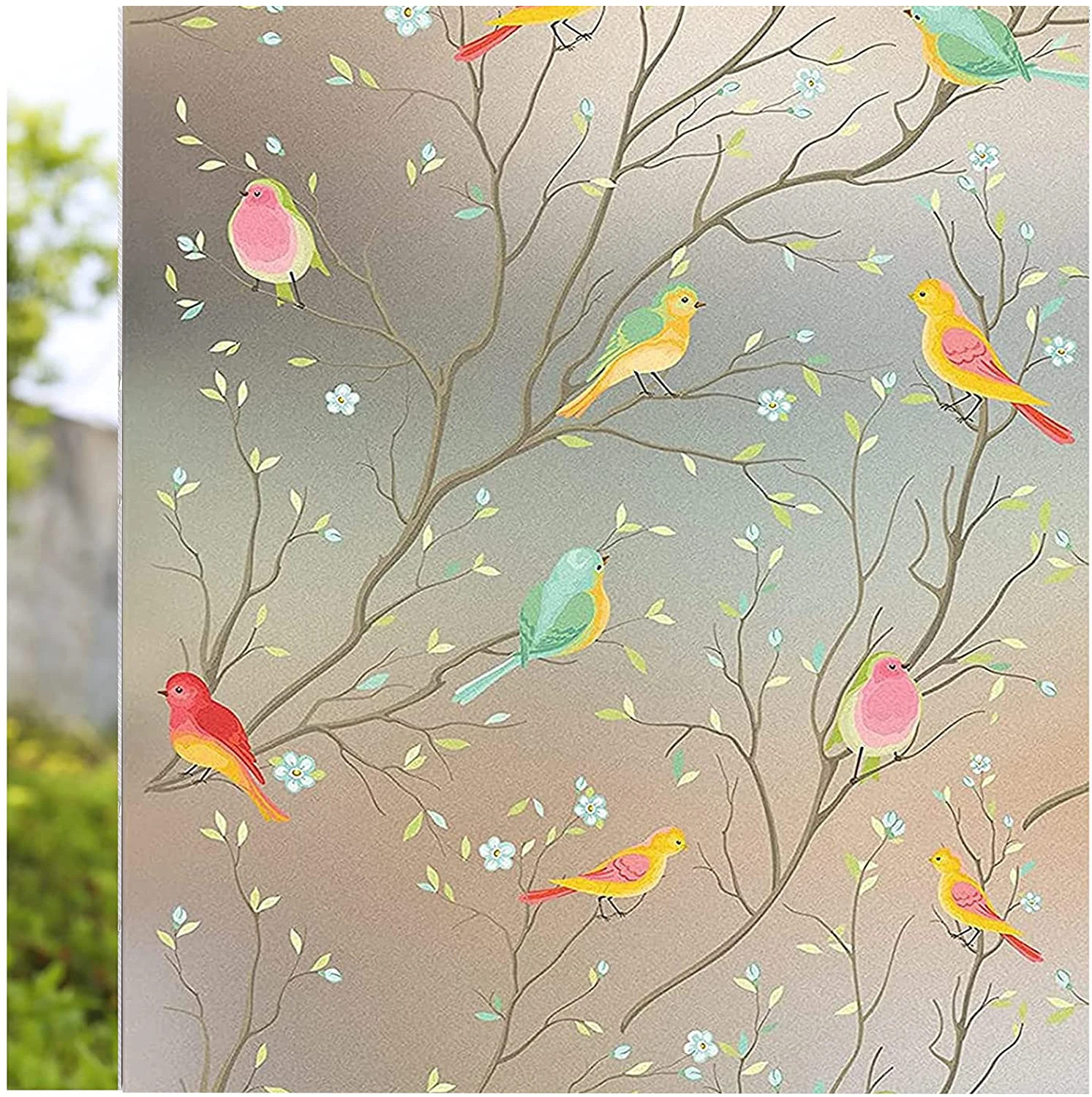 

LUCKYYJ Privacy Window Film Opaque Self-adhesive Bird Decals Decorative Glass Covering Static Cling Tint Frosted Window Stickers
