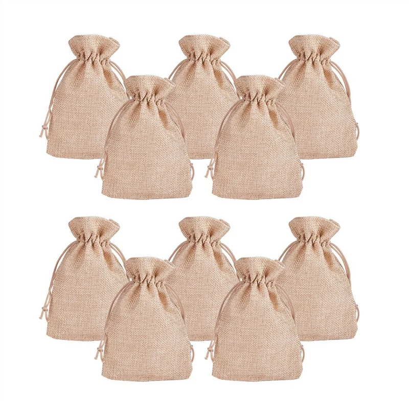 

20PCS Gift Bags Wedding Hessian Jute Bags Linen Jewelry Pouches with Drawstring for Birthday, Party, Wedding Favors