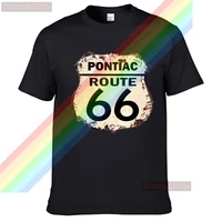 pontiac route 66 poster pattern logo men women summer 100 cotton black tees male newest top popular normal tee shirts unisex