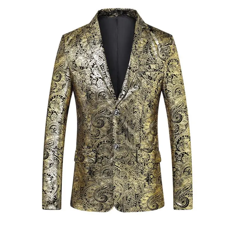 Блейзеры золотые для мужчин Костюмные куртки официальная одежда платье блейзеры