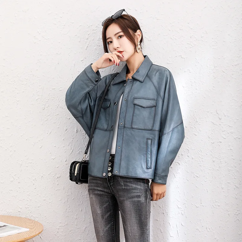 2020 Women Genuine Leather Jacket Motorcycle Short Natural Top Sheepskin Coats Spring Autumn Real Small Leather Jackets