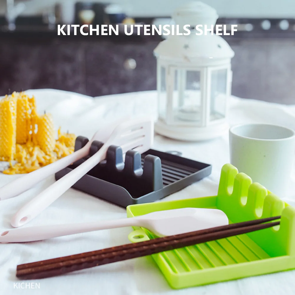 

Kitchen Spoon Holder Fork Organizer Cooking Tools Rack Spatula Holder Pan Pot Lid Non-slip Plastic Shelf Organizer Utensil Rest