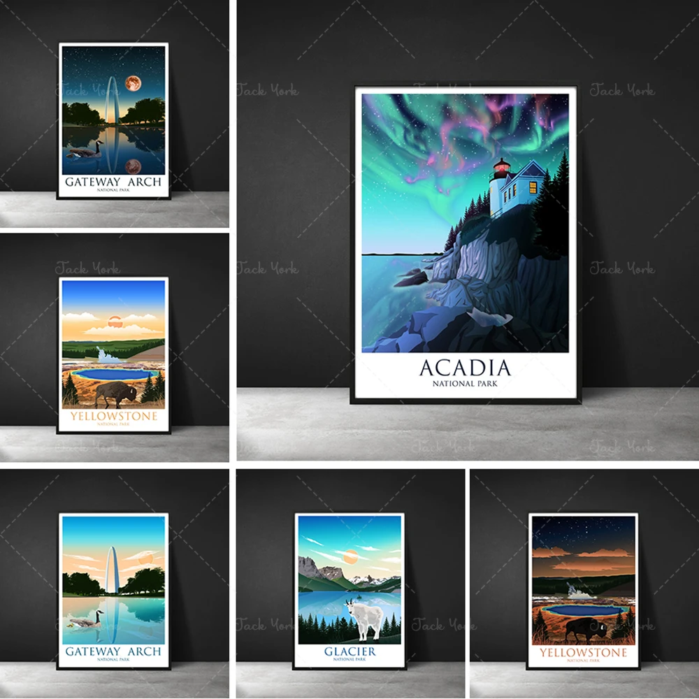 

Acadia National Park Poster Night, Acadia Minimalist Art, Acadia Poster, National Park Print