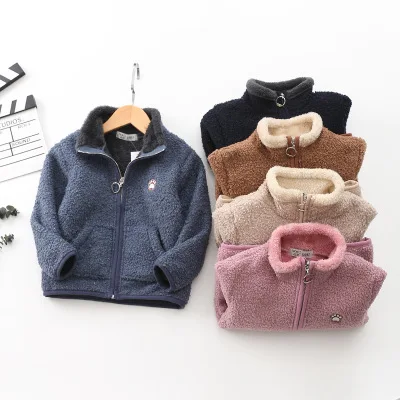 

2021 Winter Baby Coat New Double-sided Velvet Cute Zipper Jacket Baby Boys and Girls Korean Woolen Coats Children's Coats 2-8Y