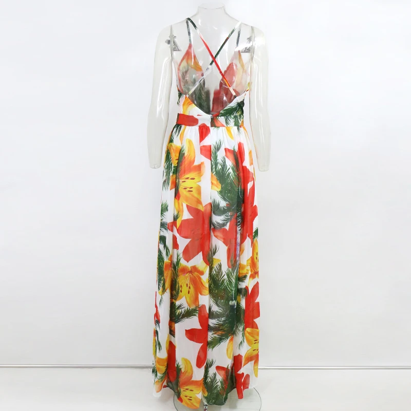 Женское шифоновое платье с открытой спиной Justchicc богемное на бретельках