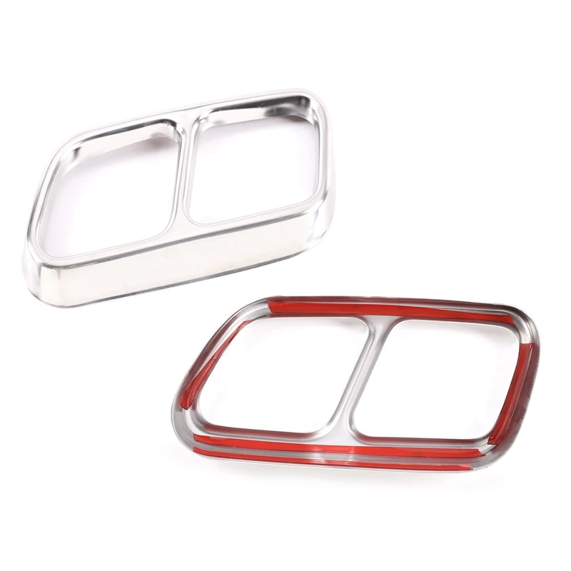 

Car Stainless Steel Car Rear Dual Exhaust Muffler Pipe Cover Trim Tail Throat Frame for Benz CLS 2012-2017 Silver