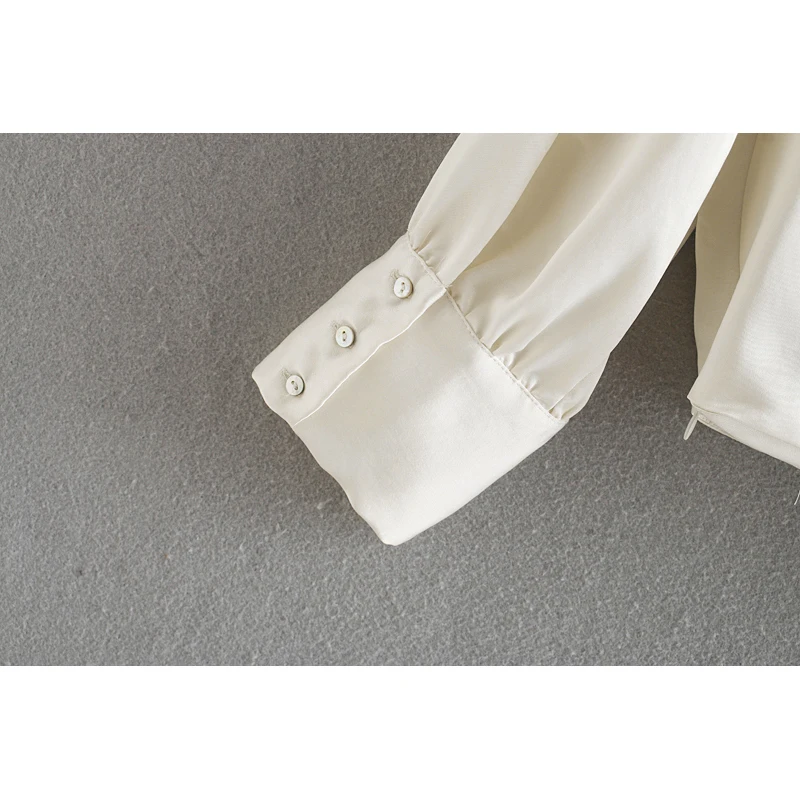 Za 2020 модная женская блузка бежевая шелковая сатиновая с круглым вырезом со