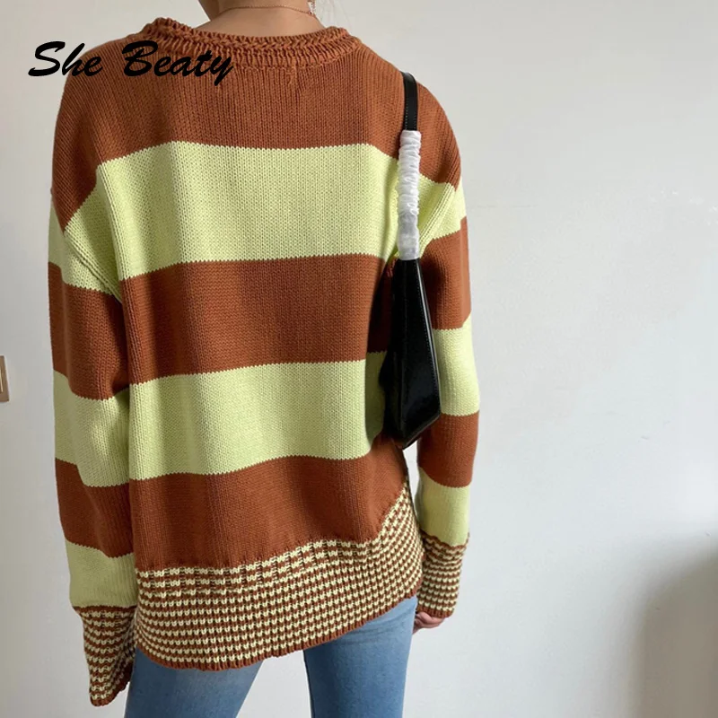 

She Beaty Women Sweater Cardigan 2021 Autumn Winter Korean Fashion Single Breasted Loose Casual Tops Sueters De Mujer Pull Femme
