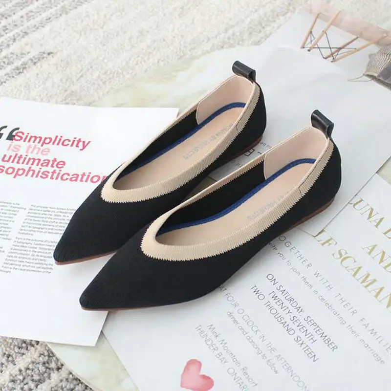 Новинка женские балетки с острым носком лоферы мягкая подошва 3d шерстяные