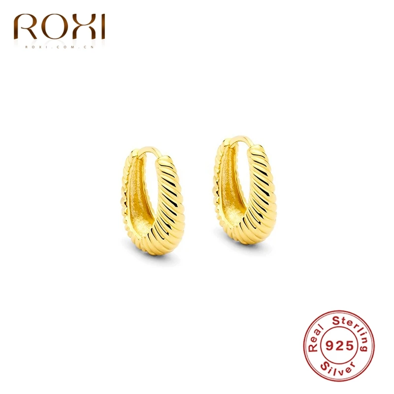 

ROXI Geometry Small Rope Design Hoop Earrings for Women Men Earings Unusual Earrings Cartilage 925 Sterling Silver Pendientes