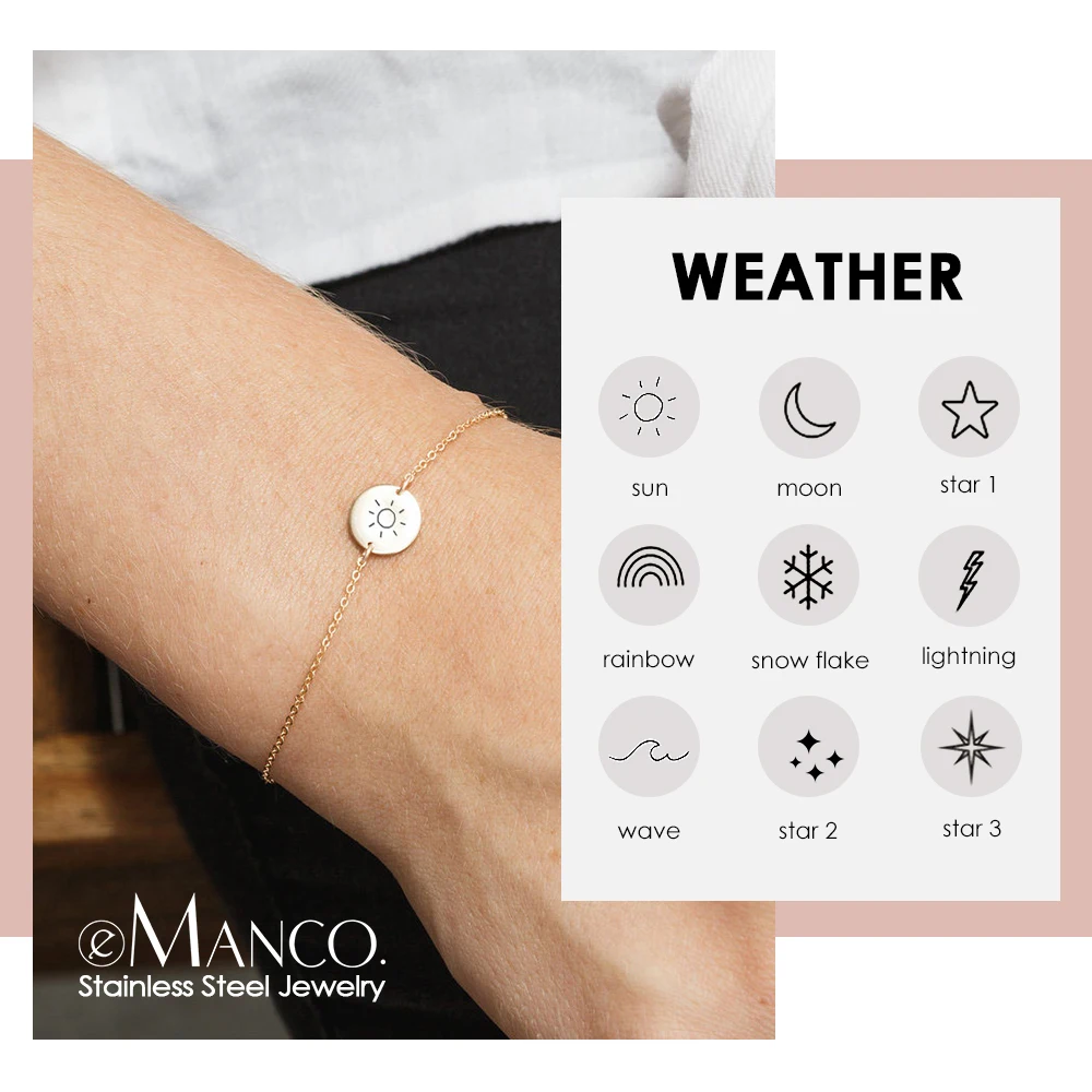 Женский браслет из нержавеющей стали eManco 316L золотого цвета с индивидуальным