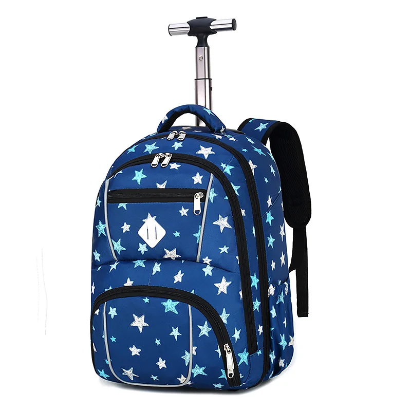 Фото Student trolley suitcase bag Shoulder travel backpack middle school students drag rod bag schoolboy 18 inch luggage trolley bag №2