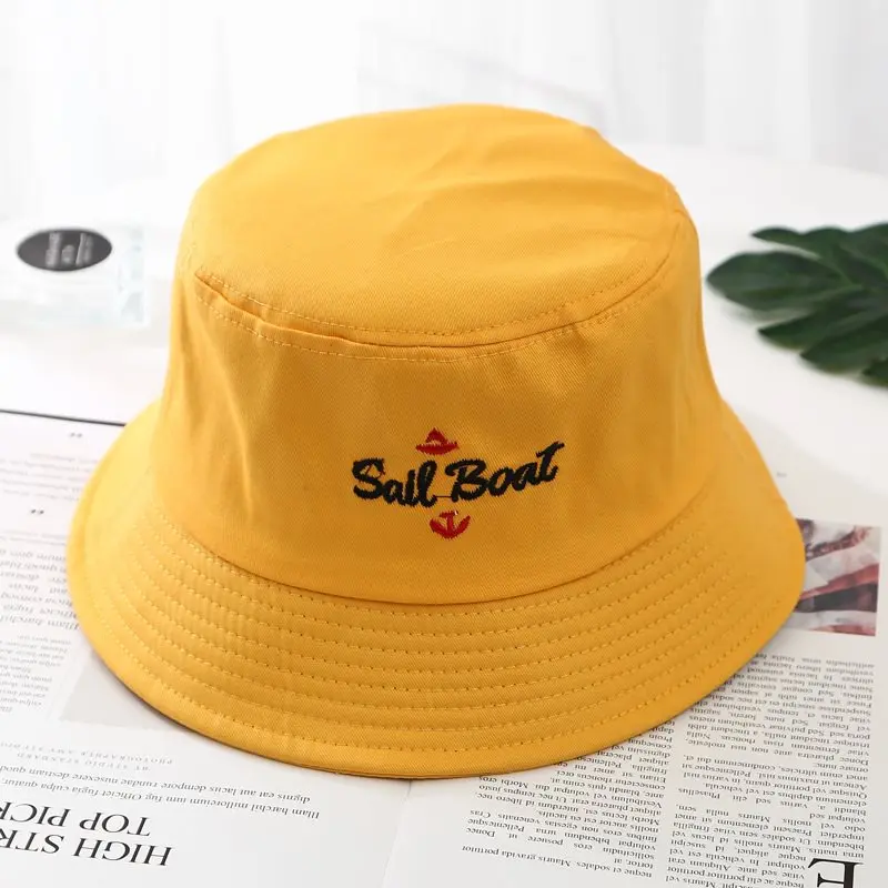 

Letter Embroidery Bucket Hat For Women Men Cotton Spring Summer Fisherman caps harajuku pop flat sun hat panama
