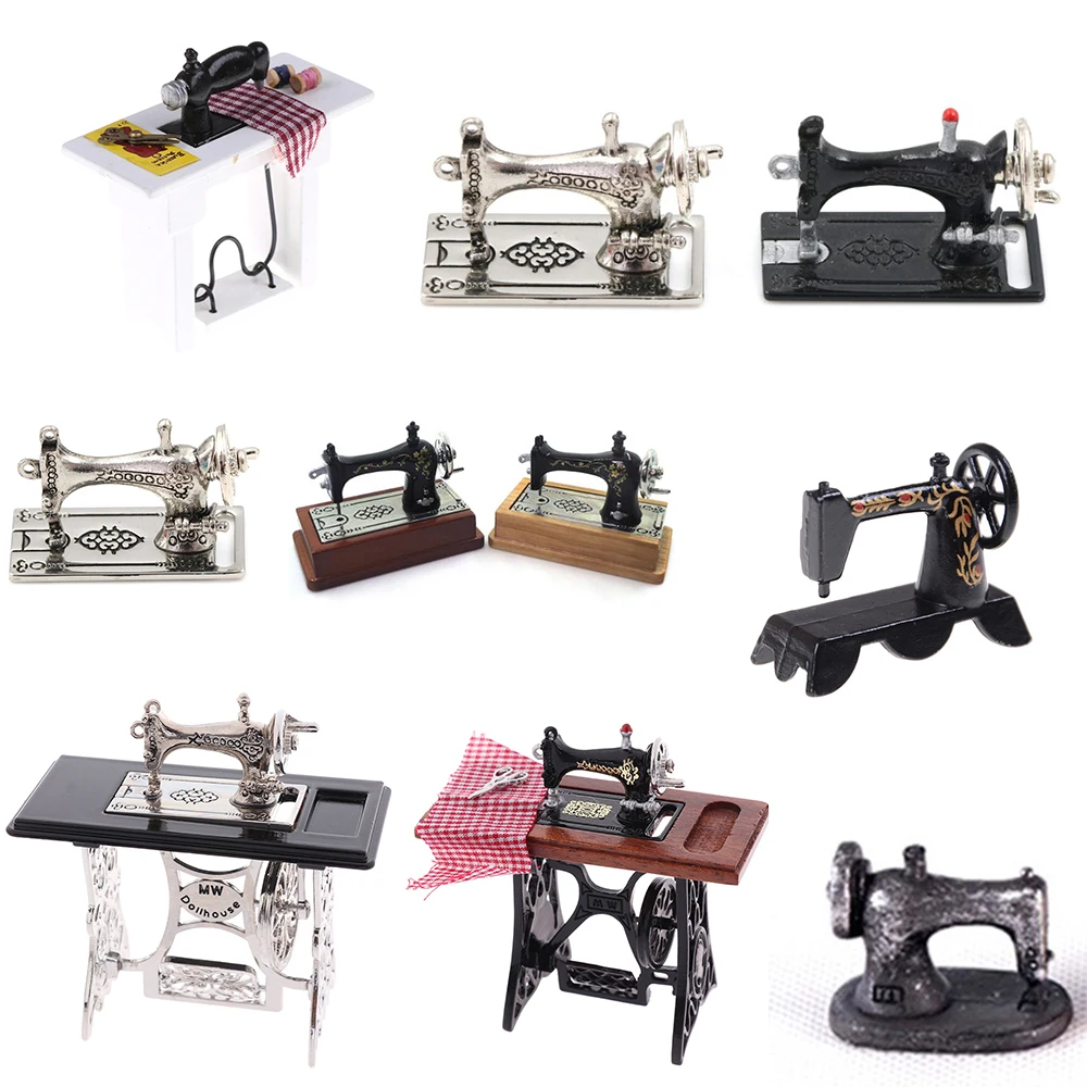 1/12 Dollhouse Miniature Accessories Mini Sewing Machine Head Simulation Furniture Model Toys for Doll House Decoration недорого