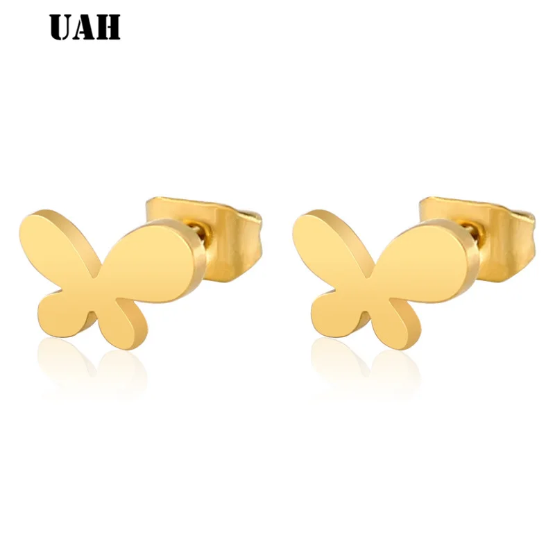 Модные черные серьги-бабочки из нержавеющей стали для женщин и детей ювелирные