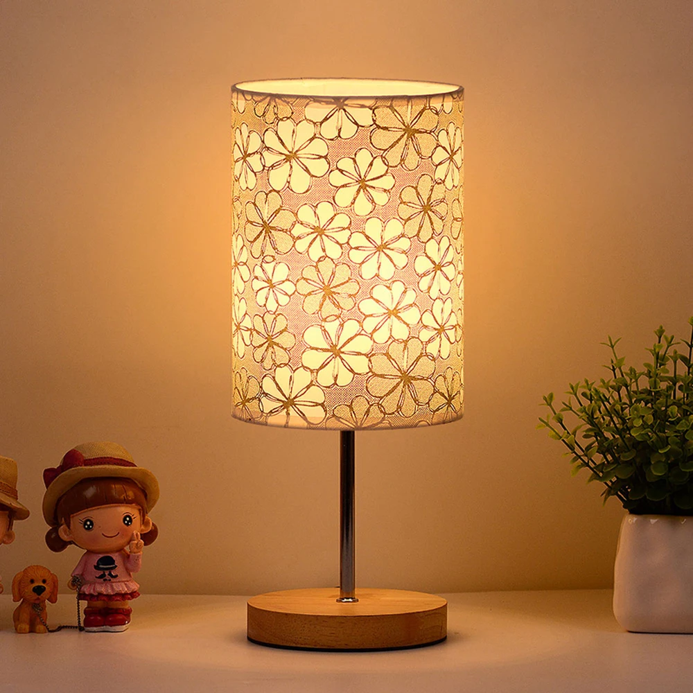 Современная настольная лампа деревянная теплый белый для спальни гостиной