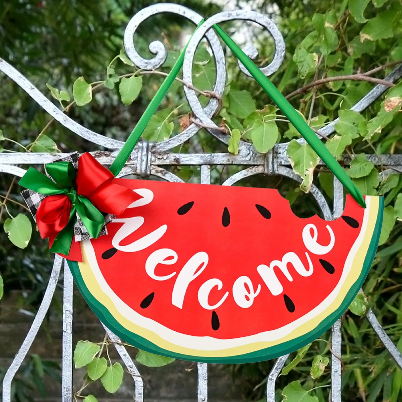 

Wood Front Door Wreath Decor Wall Hanging House Warming Gift Home Decor Watermelon Door Sign Plaques Summer Welcome Door Hanger