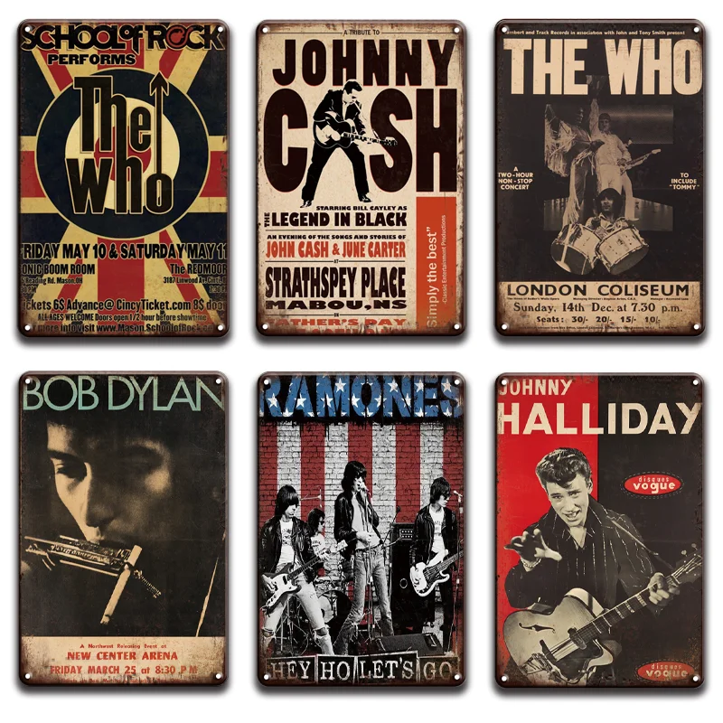 

Johnny Cash Metal Sign Vintage Rock N Roll Wall Sticker Sign Poster Queen Music Bar Pub Man Cave Home Decoration Plates