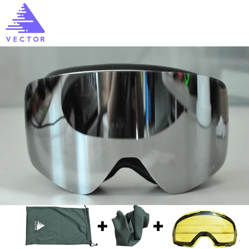 Брендовые лыжные очки VECTOR для мужчин и женщин катания на лыжах с двойными линзами