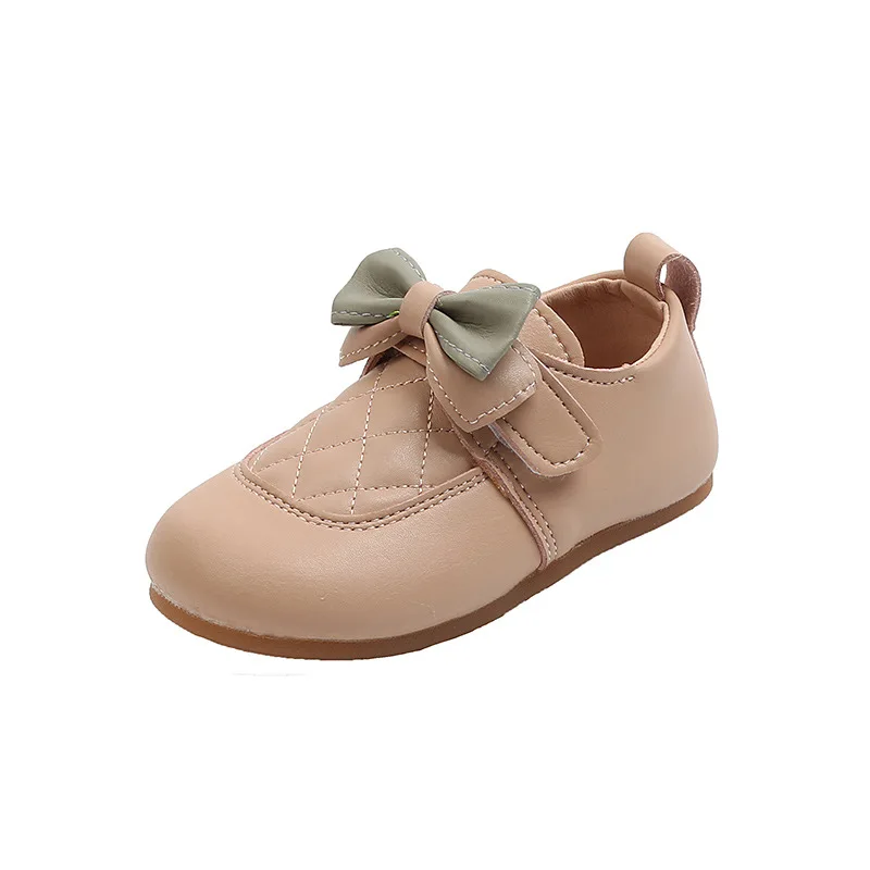 

Girls Shoes Spring 2021 New Soft Bottom Girls Bow All-match Leather Shoes Non-slip Baby Fashion Peas Shoes Girls Princess Shoes
