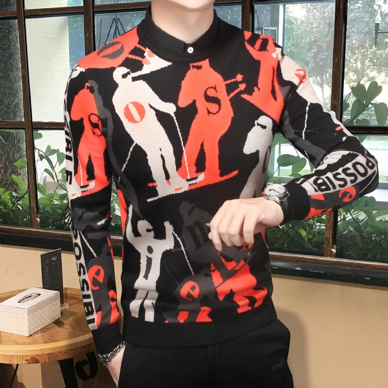black Свитера Erkek Kazak M-3XL Pull Homme мужская рубашка мужские пуловеры Trui Heren Зимний пуловер свитер мужской вязаный - Цвет: black