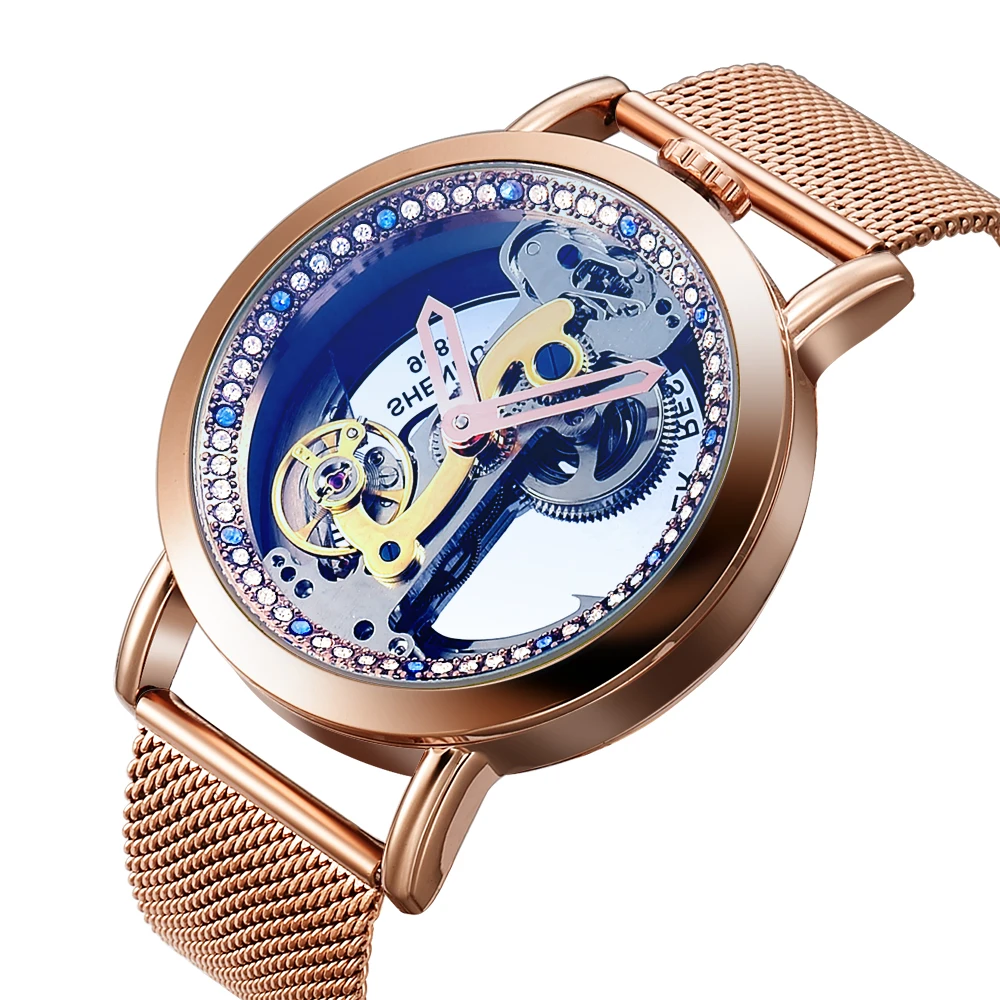 Женские Механические наручные часы montre homme модные цвета розового золота с
