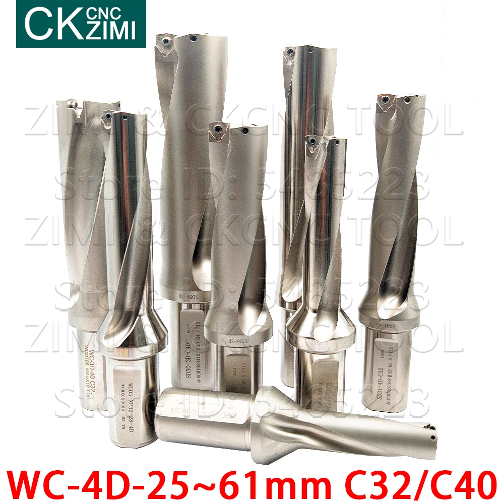 WC C32 C40 Indexable bit drilling 4D depth 25mm-61mm fast drill U drill Water jet violence drill CNC lathe for WCMX WCMT inserts