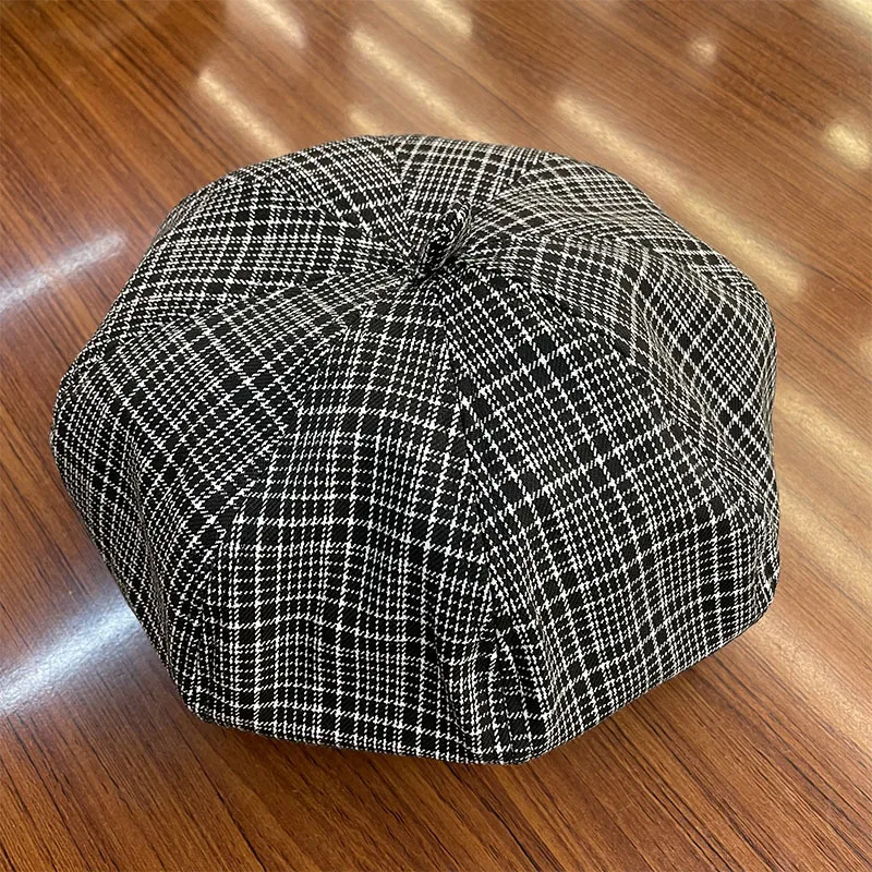 

202103-MOH NEW British Style PLAID street beret hat men women Leisure painter hat
