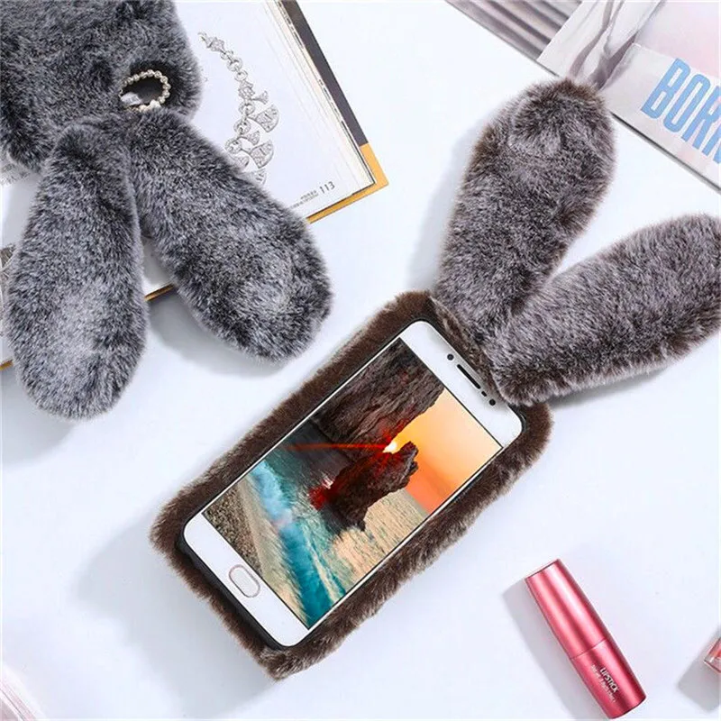 

Winter new plush rabbit Iphone case 11Pro/MaxXS/XR/SE/iPhone6/7/8plus anti-fall soft shell warm diagonal lanyard