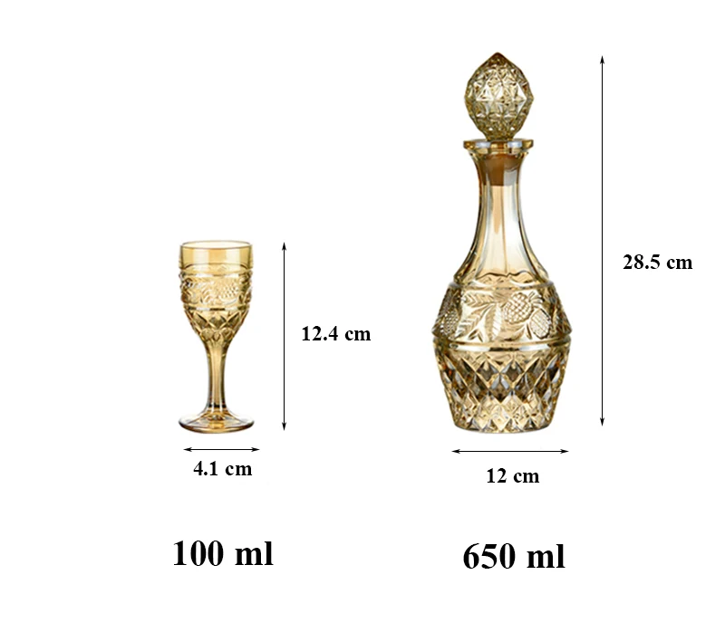 

Crystal Decanter Set With 6 Pcs Old Fashioned Glasses- Lead Free Crystal for Liquor Scotch Bourbon 210310-02