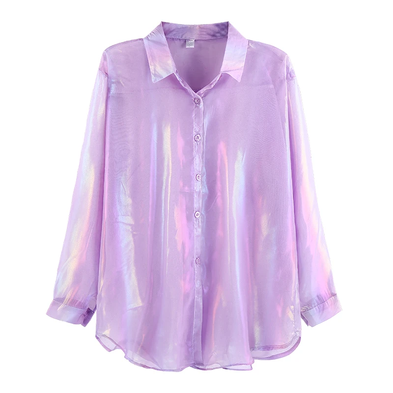 Новинка лета 2020 женское Сетчатое платье-рубашка с длинным рукавом китайское