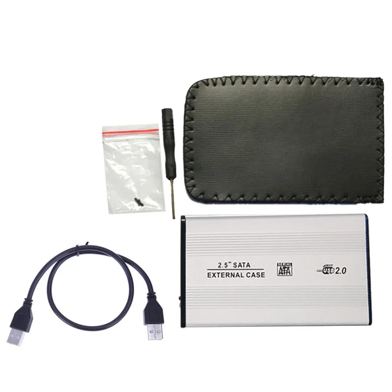 VKTECH корпус из алюминиевого сплава HDD чехол 2,5 дюйма USB 2,0 на SATA внешний мобильный жесткий диск коробка HDD корпус для жесткого диска - Цвет: Серебристый