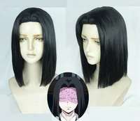 anime demon slayer ubuyashiki kagaya black middle heat resistant hair cosplay costume prop wig free wig cap